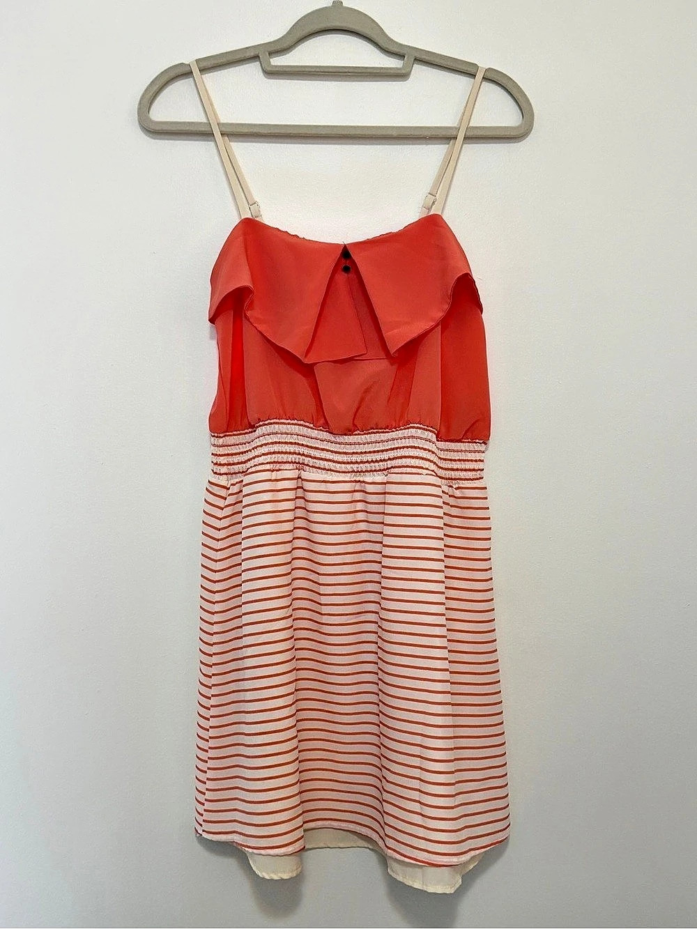 Xhilaration Striped Midi Dress in Orange & White Size Medium